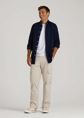 American Tall Sale | Straight Fit Vintage Washed Cargo Pants for Tall Men in Drywall Tan