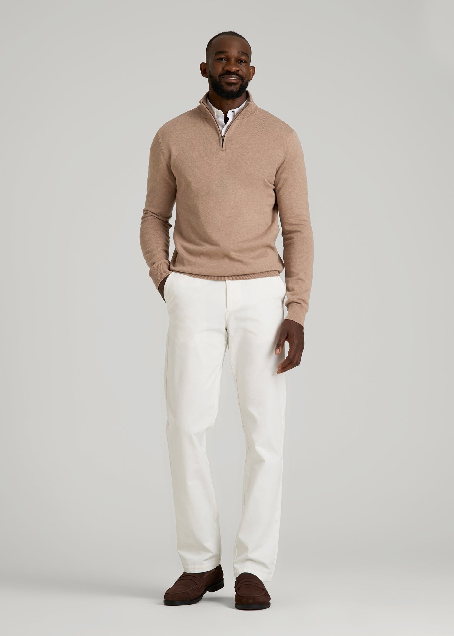 American Tall Discount | 4 Way Stretch Commuter TAPERED Chino Pants for Tall Men in White Alyssum