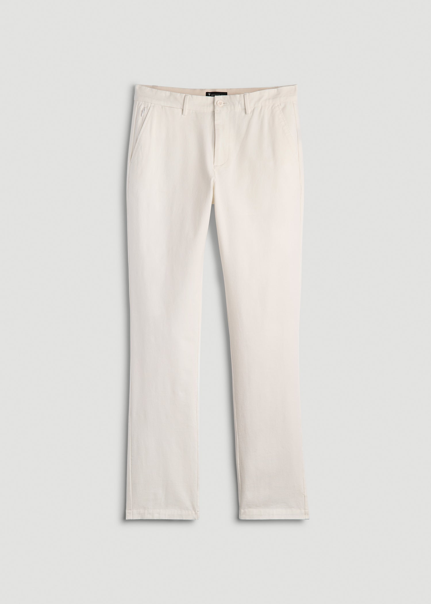 American Tall Discount | 4 Way Stretch Commuter TAPERED Chino Pants for Tall Men in White Alyssum
