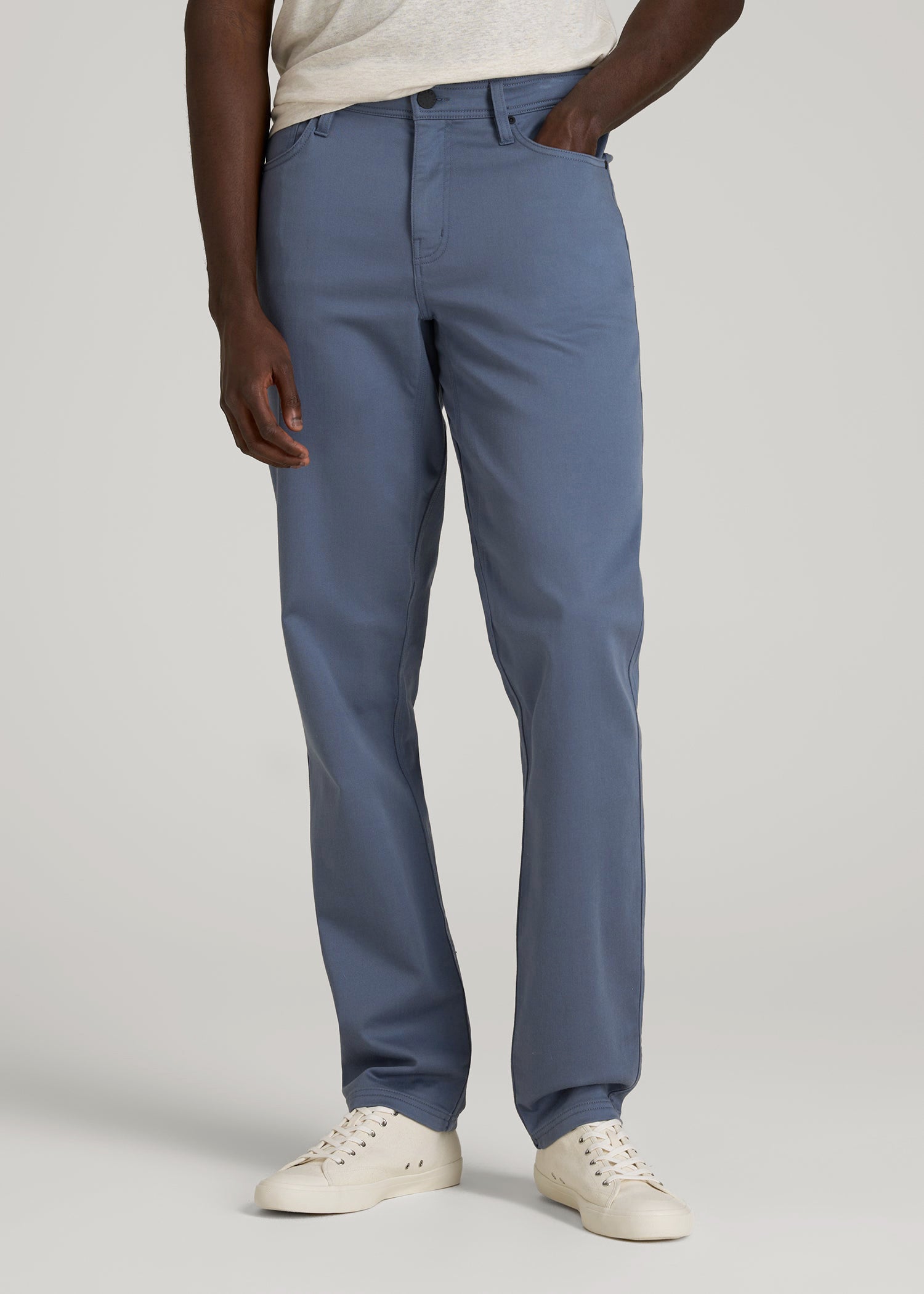 American Tall Sale | Everyday Comfort 5-Pocket TAPERED-FIT Pant for Tall Men in Blue Slate