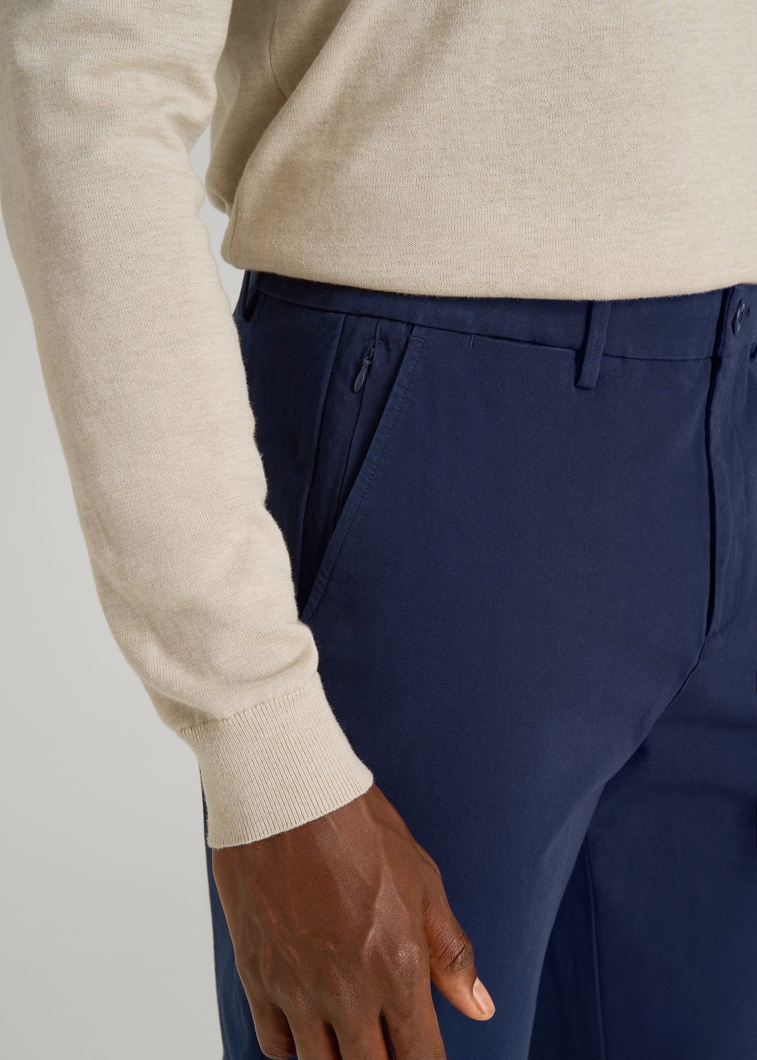 American Tall Discount | 4 Way Stretch Commuter STRAIGHT Leg Chino Pants for Tall Men in Summer Blue