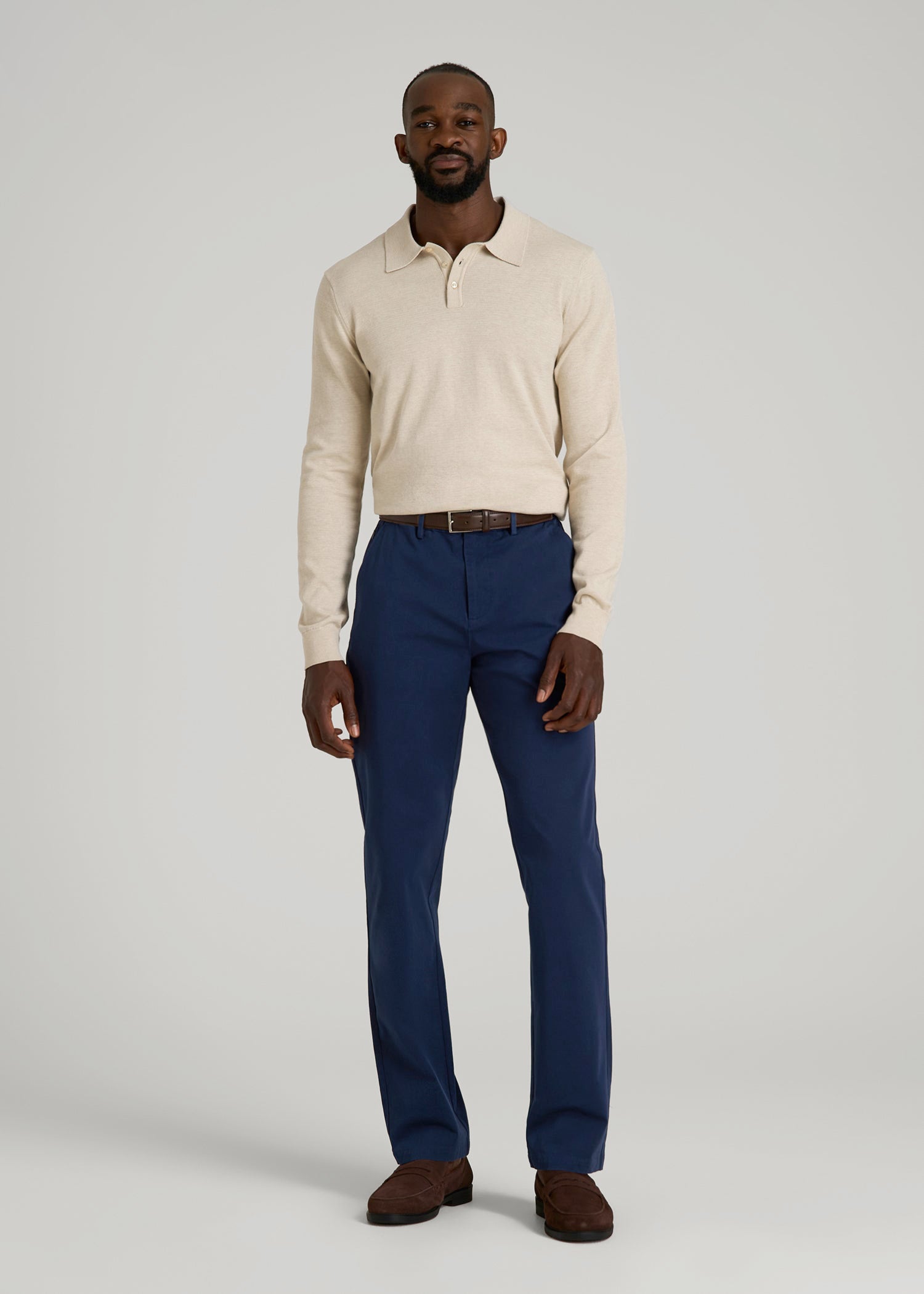 American Tall Discount | 4 Way Stretch Commuter STRAIGHT Leg Chino Pants for Tall Men in Summer Blue
