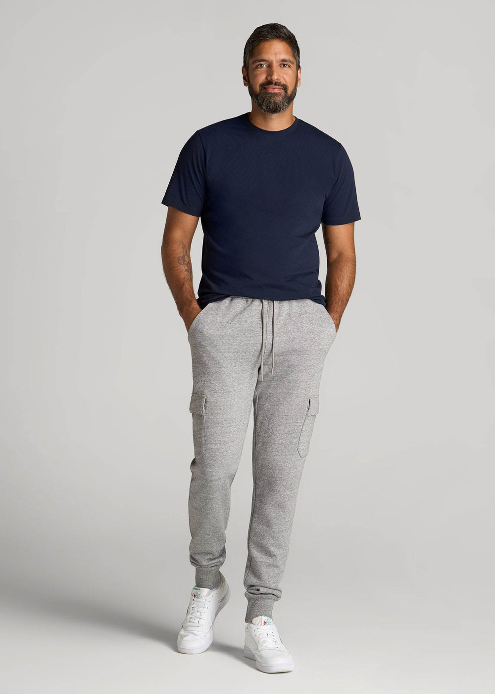 American Tall Online | Wearever Fleece Cargo Jogger For Tall Men in Heather Grey