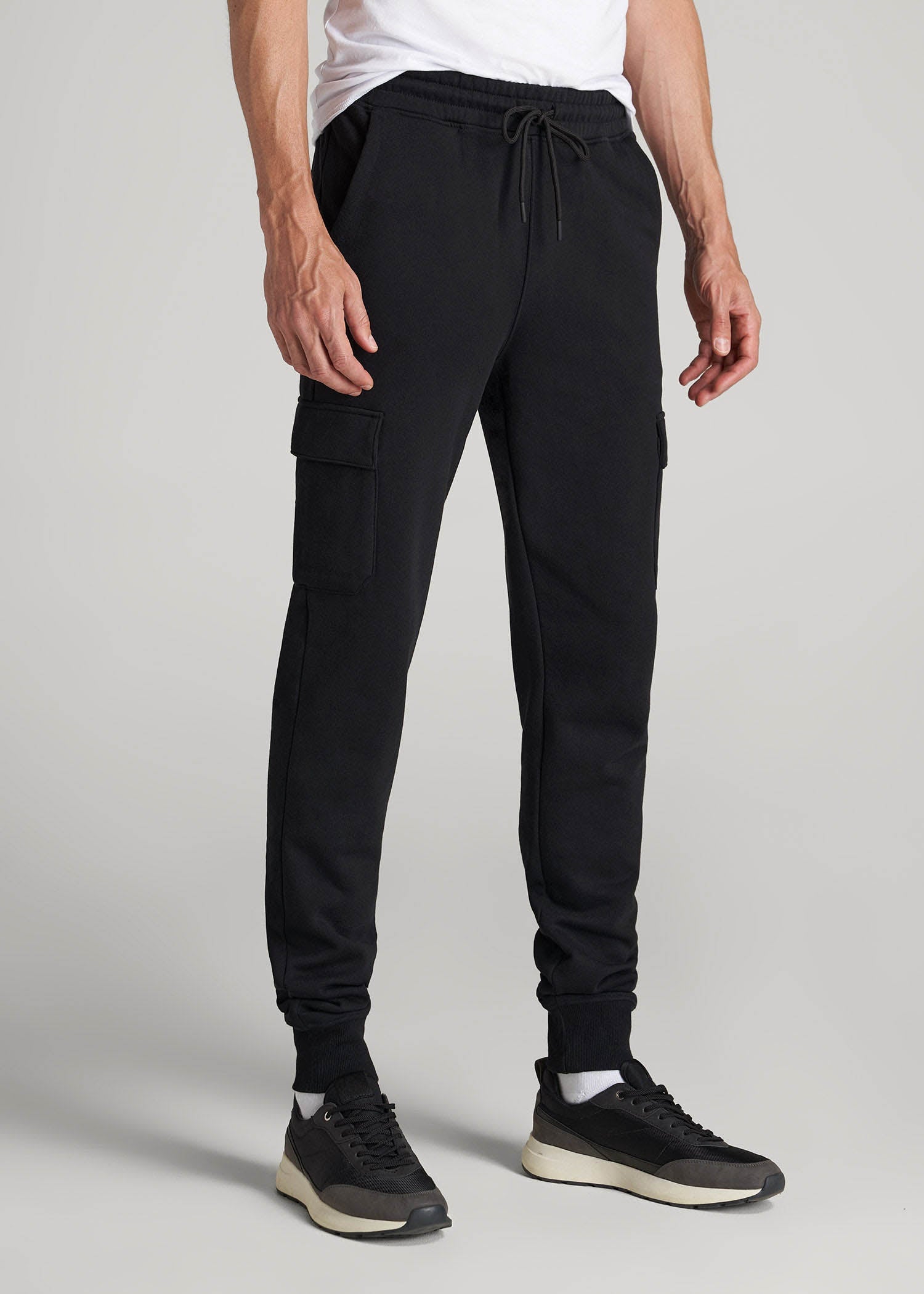 American Tall Sale | Wearever Fleece Cargo Jogger For Tall Men in Black