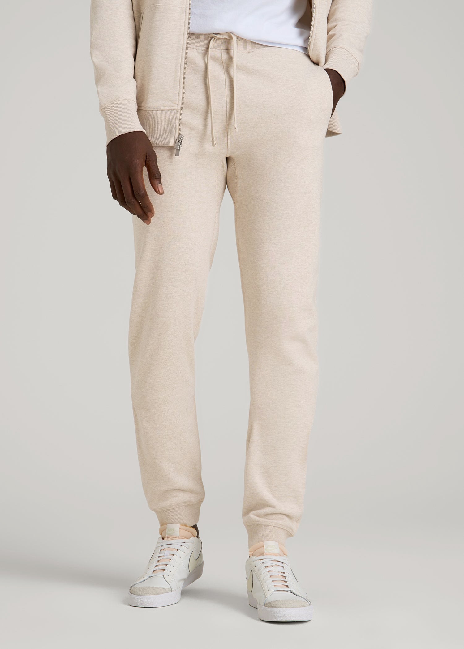American Tall Outlet | Wearever 2.0 French Terry Joggers for Tall Men in Oatmeal Mix