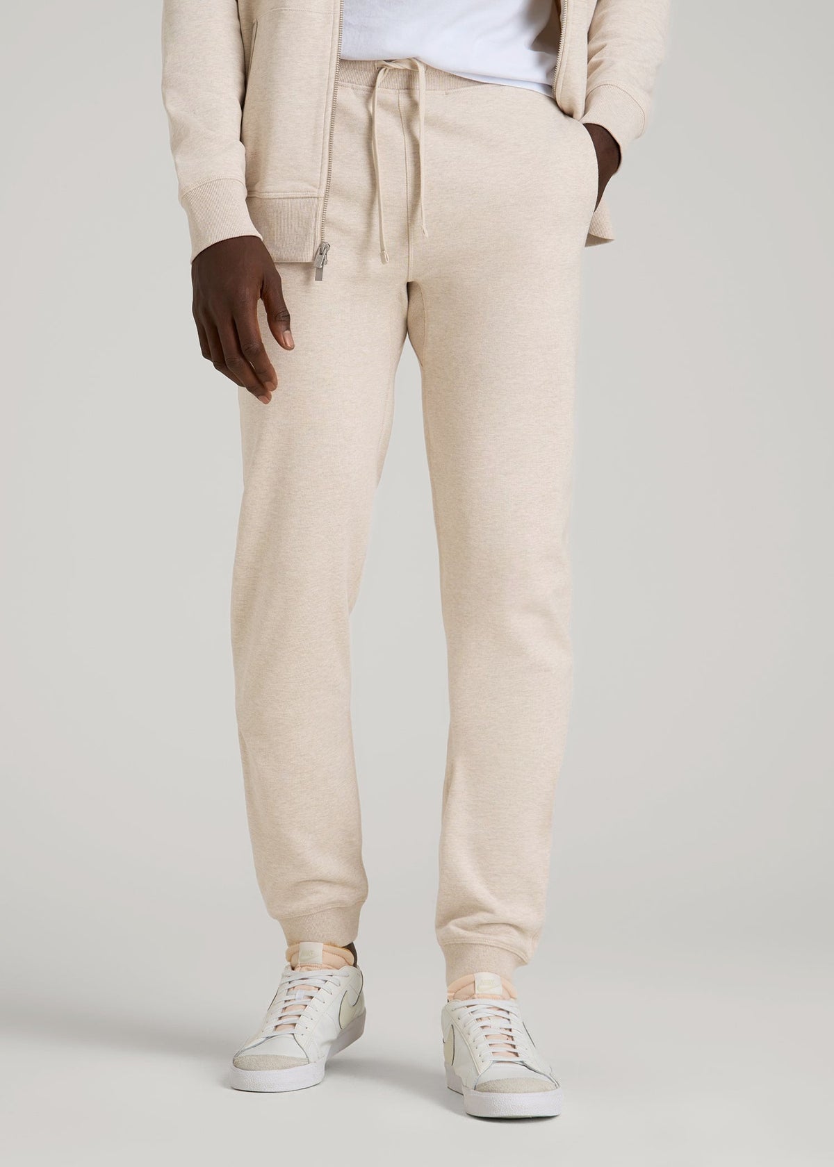 American Tall Outlet | Wearever 2.0 French Terry Joggers for Tall Men in Oatmeal Mix