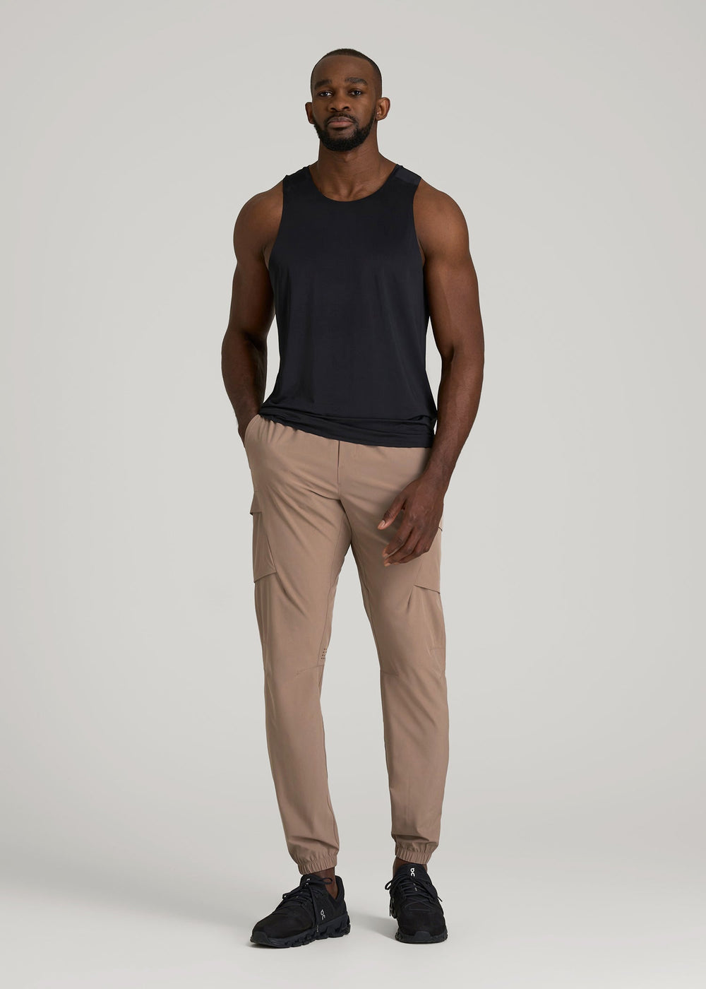 American Tall Discount | Featherweight Cargo Training Jogger for Tall Men in Dark Sand