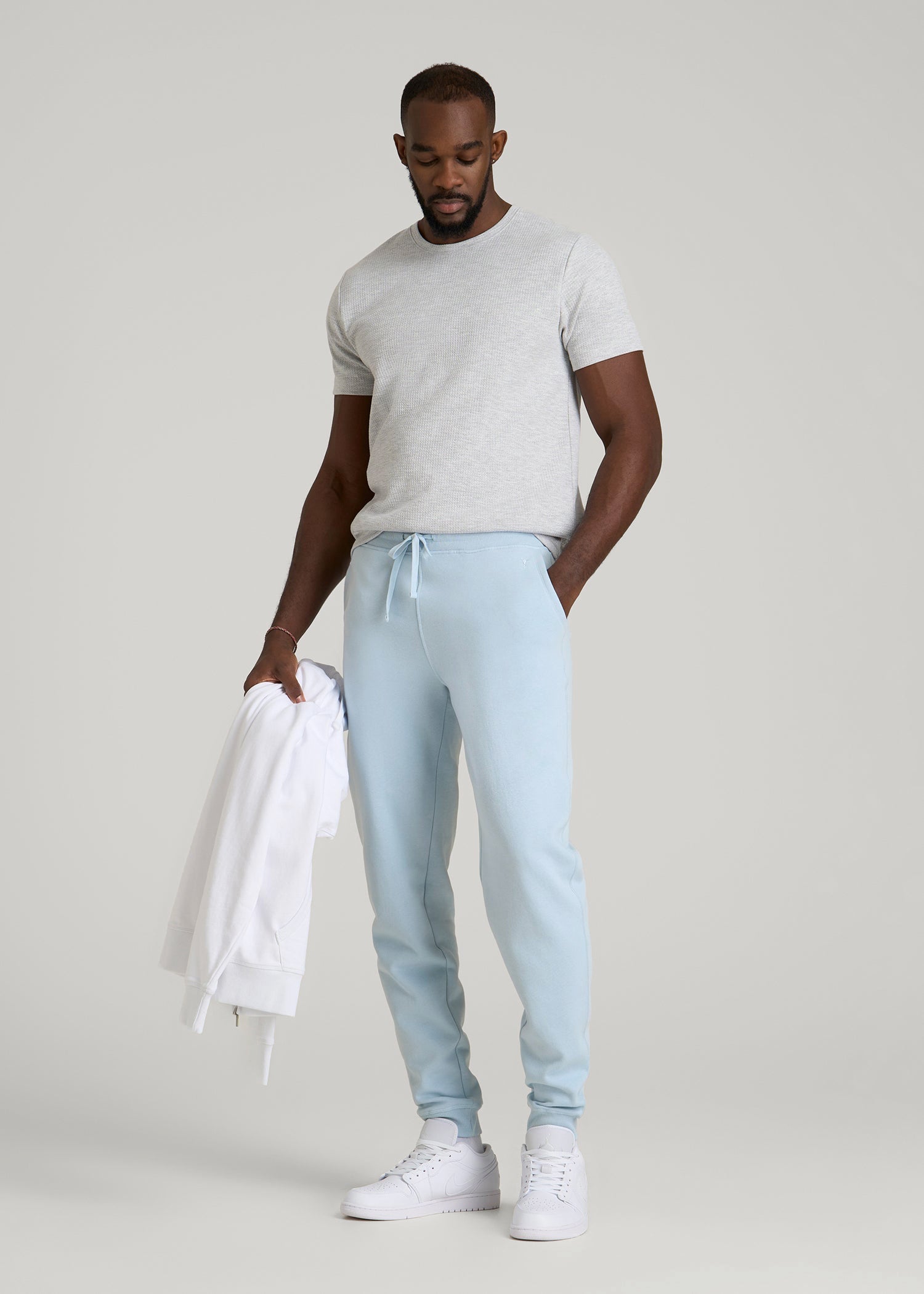 American Tall Sale | Wearever 2.0 Fleece Joggers for Tall Men in Ice Blue