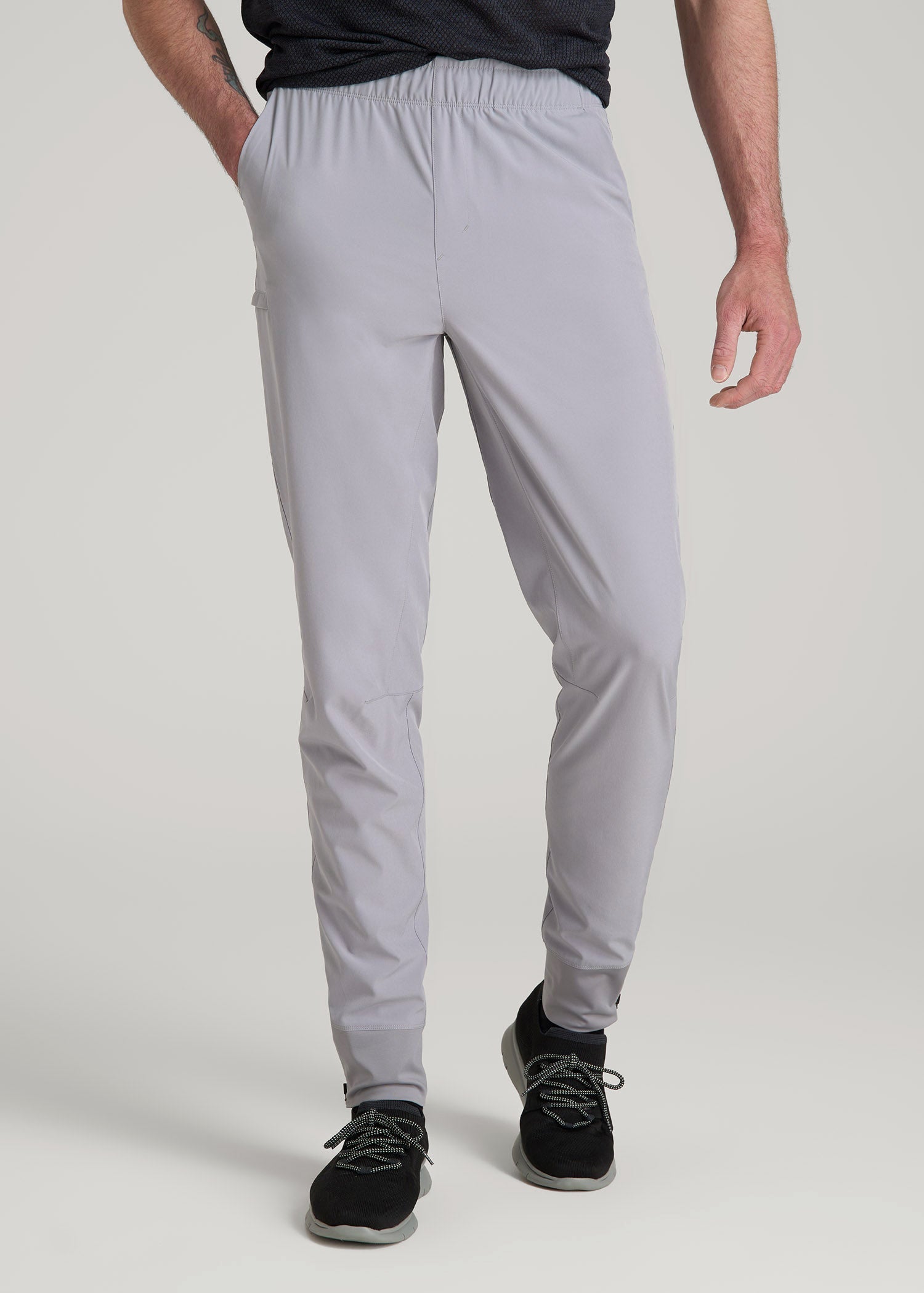 American Tall Outlet | Featherweight Perforated Training Joggers for Tall Men in Light Grey