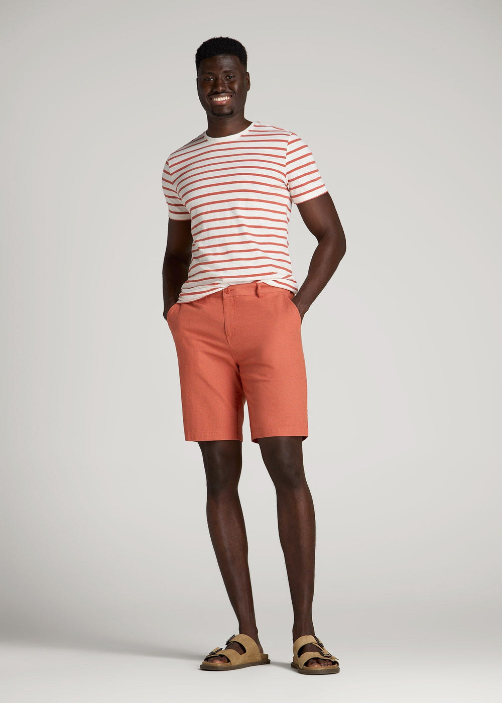 American Tall Discount | Linen Shorts For Tall Men in Burnt Orange
