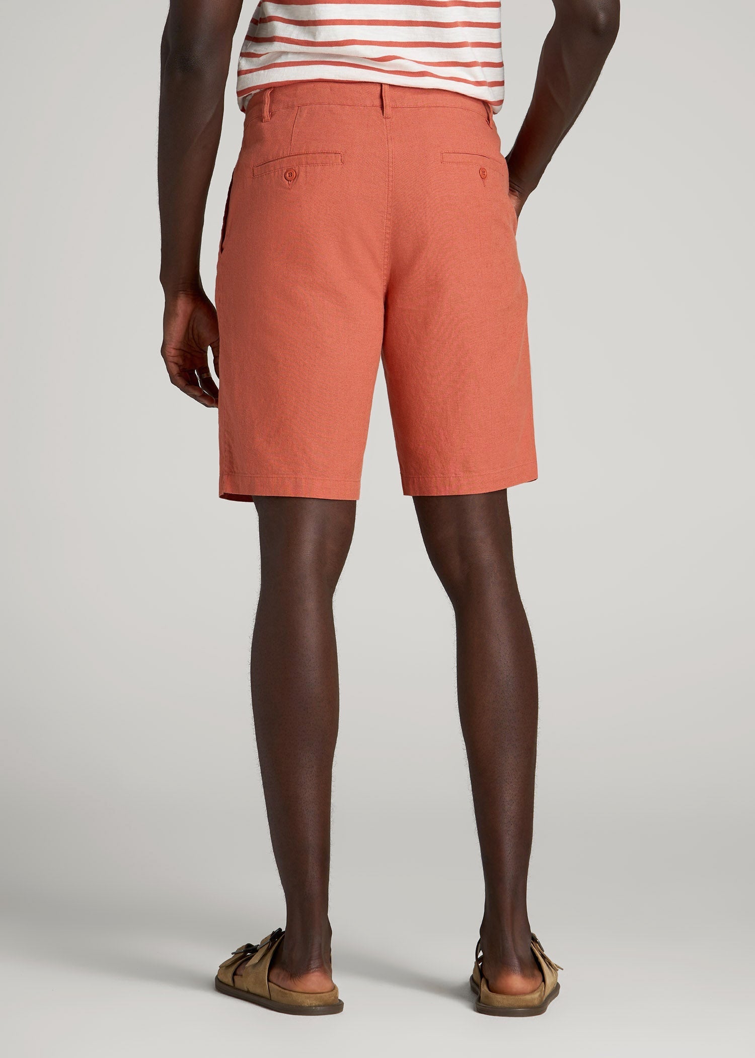 American Tall Discount | Linen Shorts For Tall Men in Burnt Orange