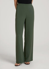 American Tall Sale | Pull-On Crepe Ultra Wide Pants for Tall Women in Climbing Ivy