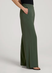 American Tall Sale | Pull-On Crepe Ultra Wide Pants for Tall Women in Climbing Ivy