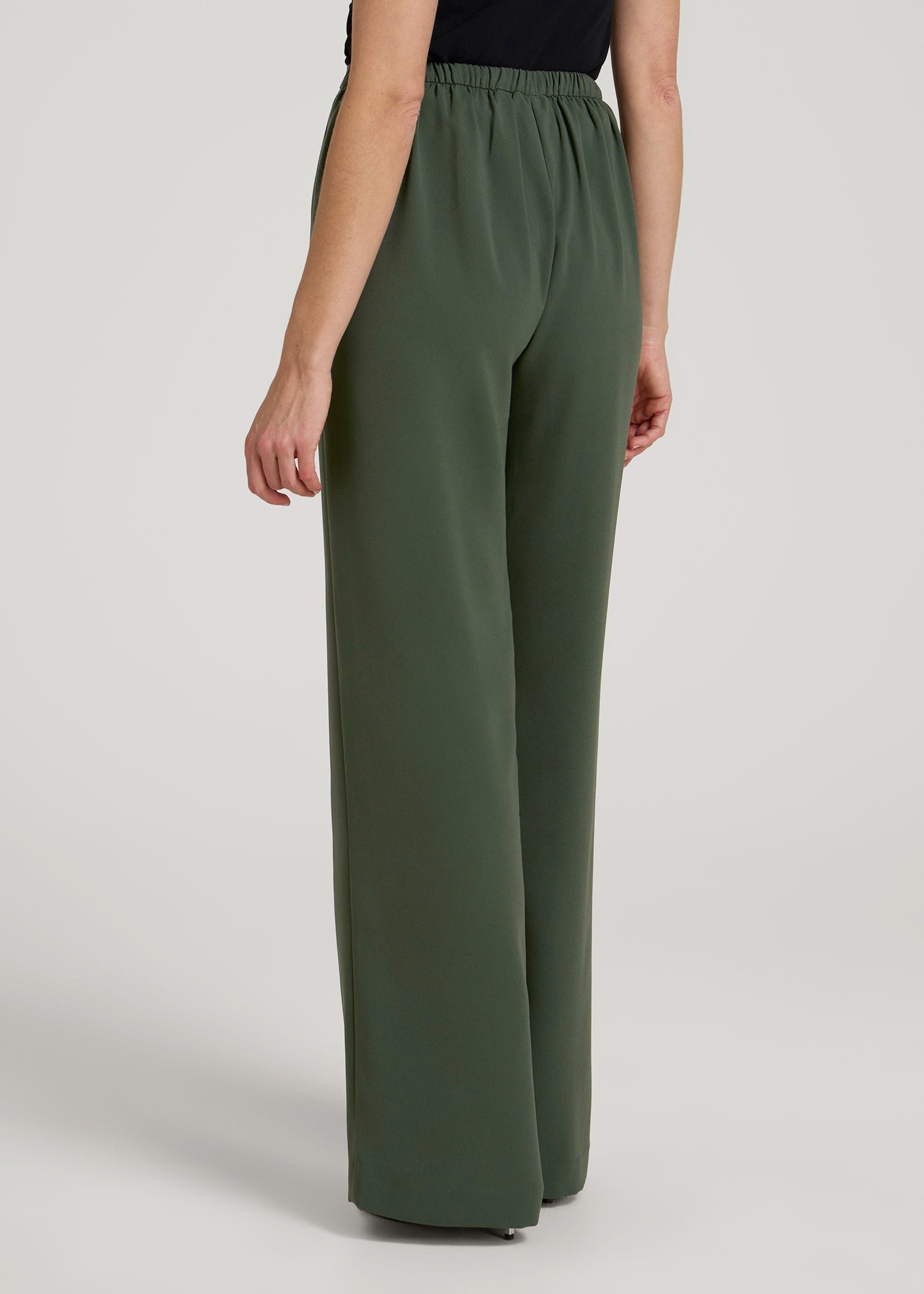 American Tall Sale | Pull-On Crepe Ultra Wide Pants for Tall Women in Climbing Ivy