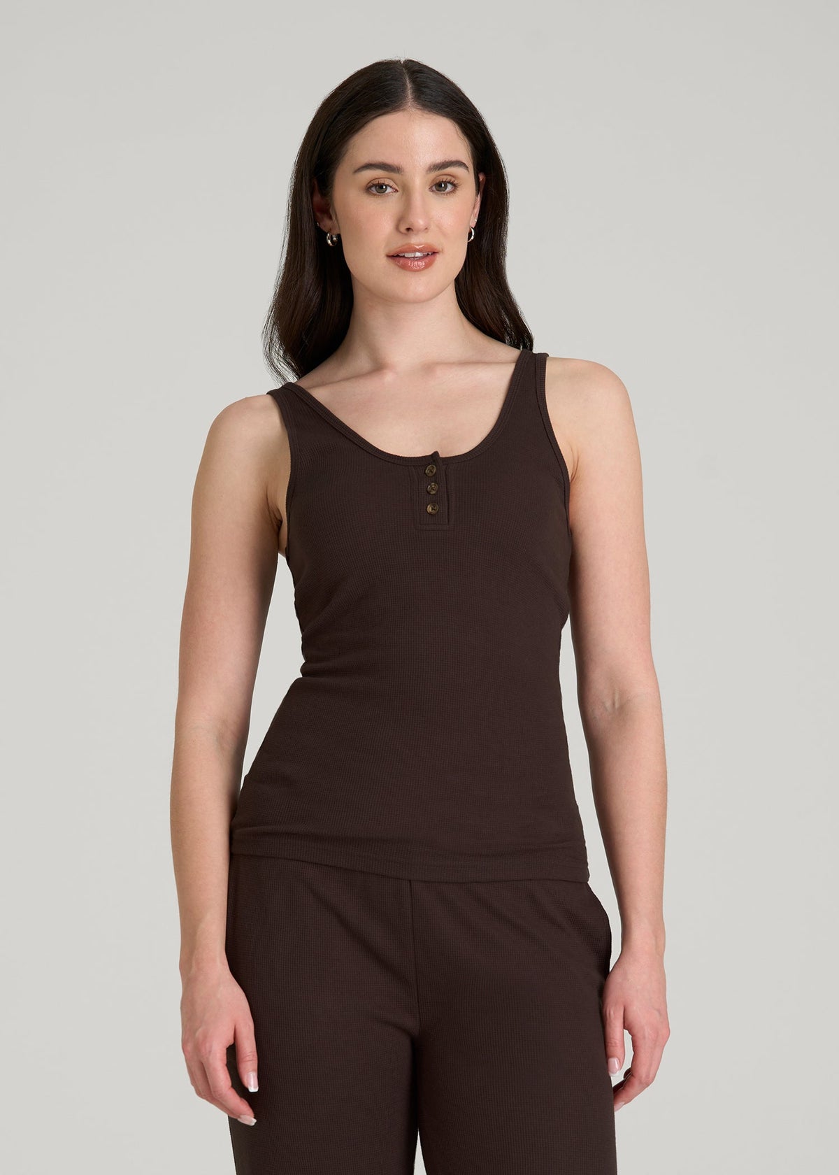 American Tall Outlet | Waffle Tank Top for Tall Women in Espresso
