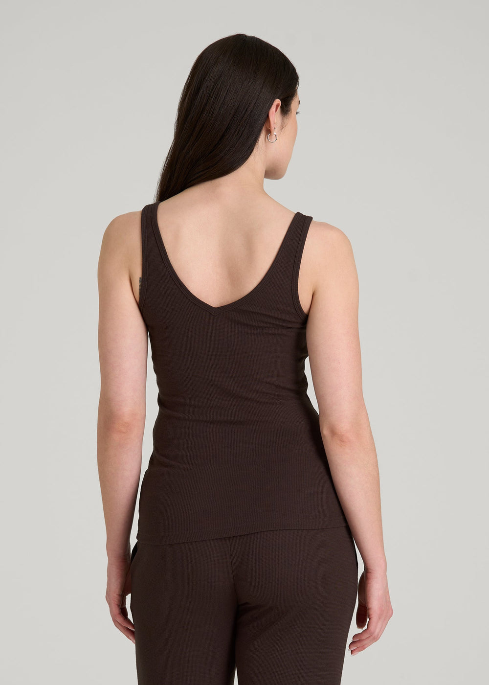 American Tall Outlet | Waffle Tank Top for Tall Women in Espresso