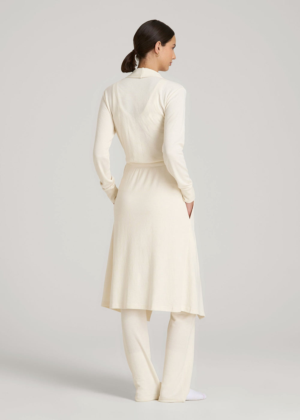 American Tall For Sale | Waffle Lounge Robe for Tall Women in White Alyssum