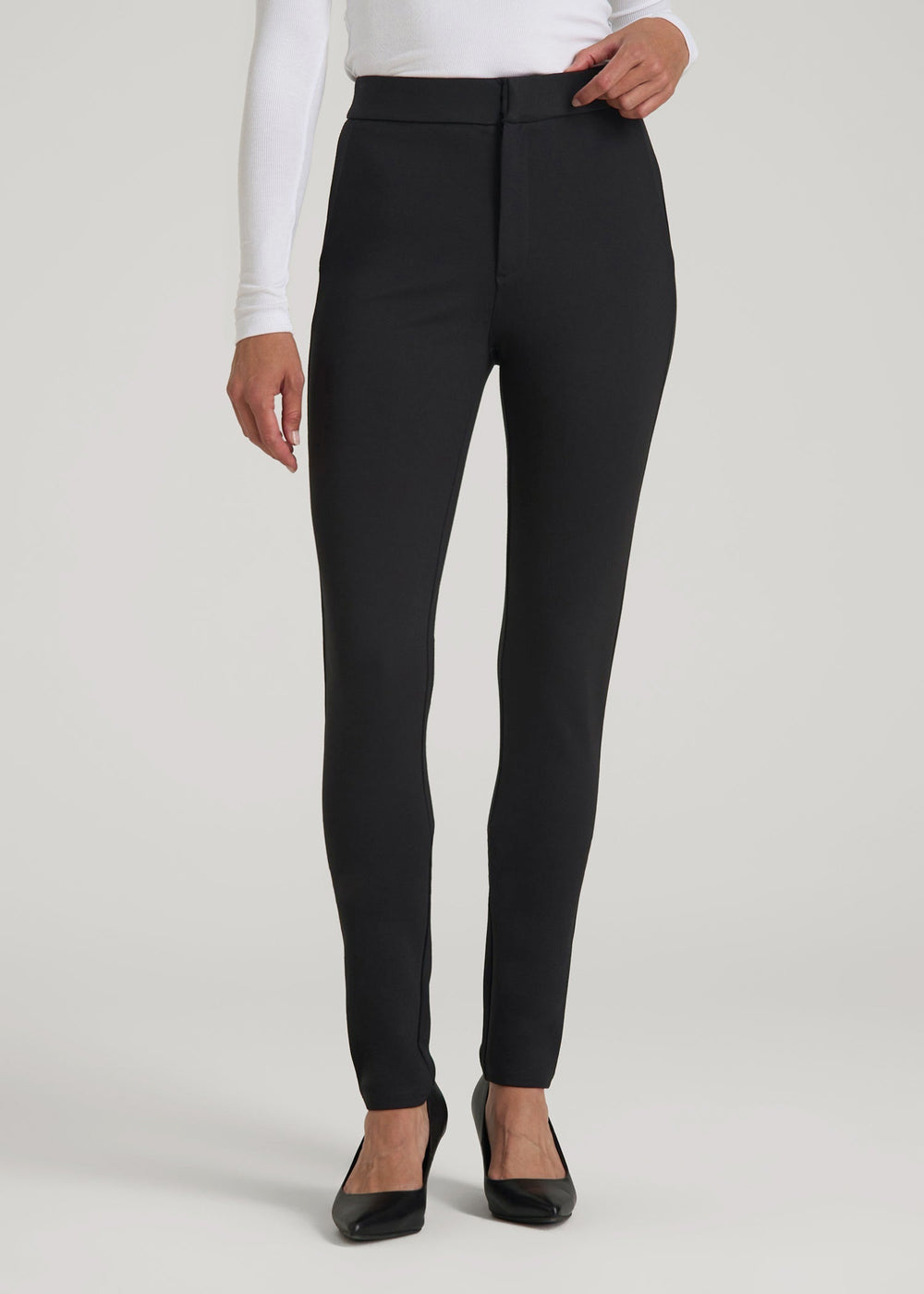 American Tall Online | Soft Flex Ponte Skinny High Rise Pant for Tall Women in Black