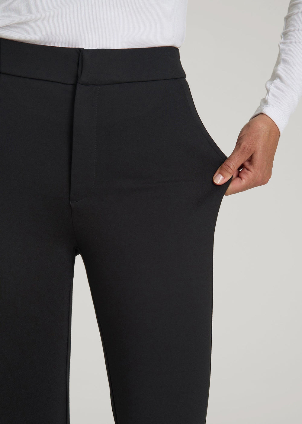 American Tall Online | Soft Flex Ponte Skinny High Rise Pant for Tall Women in Black
