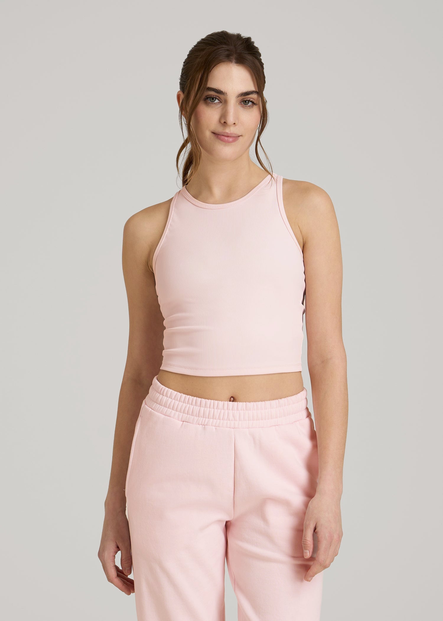 American Tall Online Shop | Cropped Ribbed Tank Top for Tall Women in Barely Pink