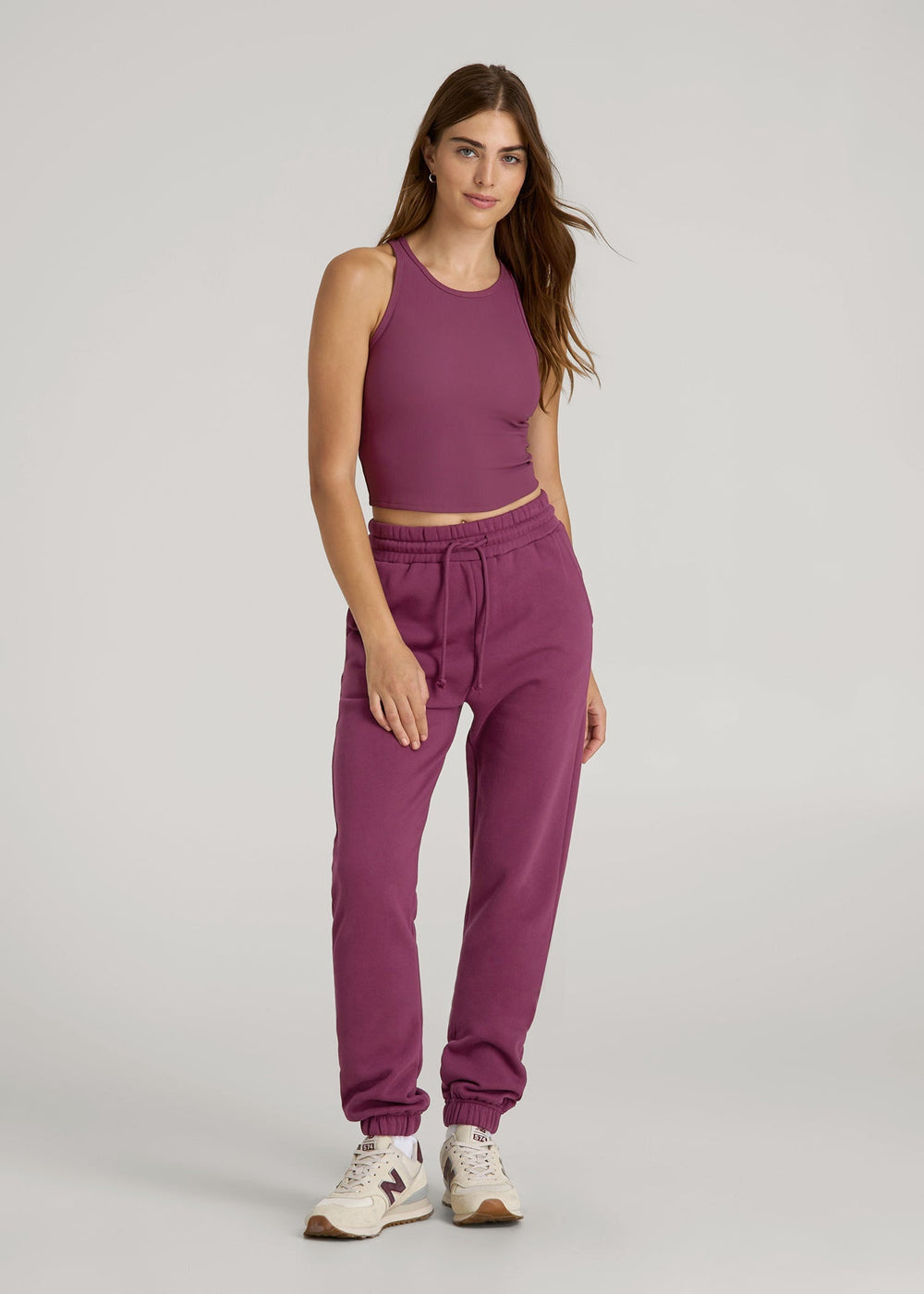 American Tall Discount | Cropped Ribbed Tank Top for Tall Women in Purple Gumdrop