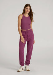 American Tall Discount | Cropped Ribbed Tank Top for Tall Women in Purple Gumdrop