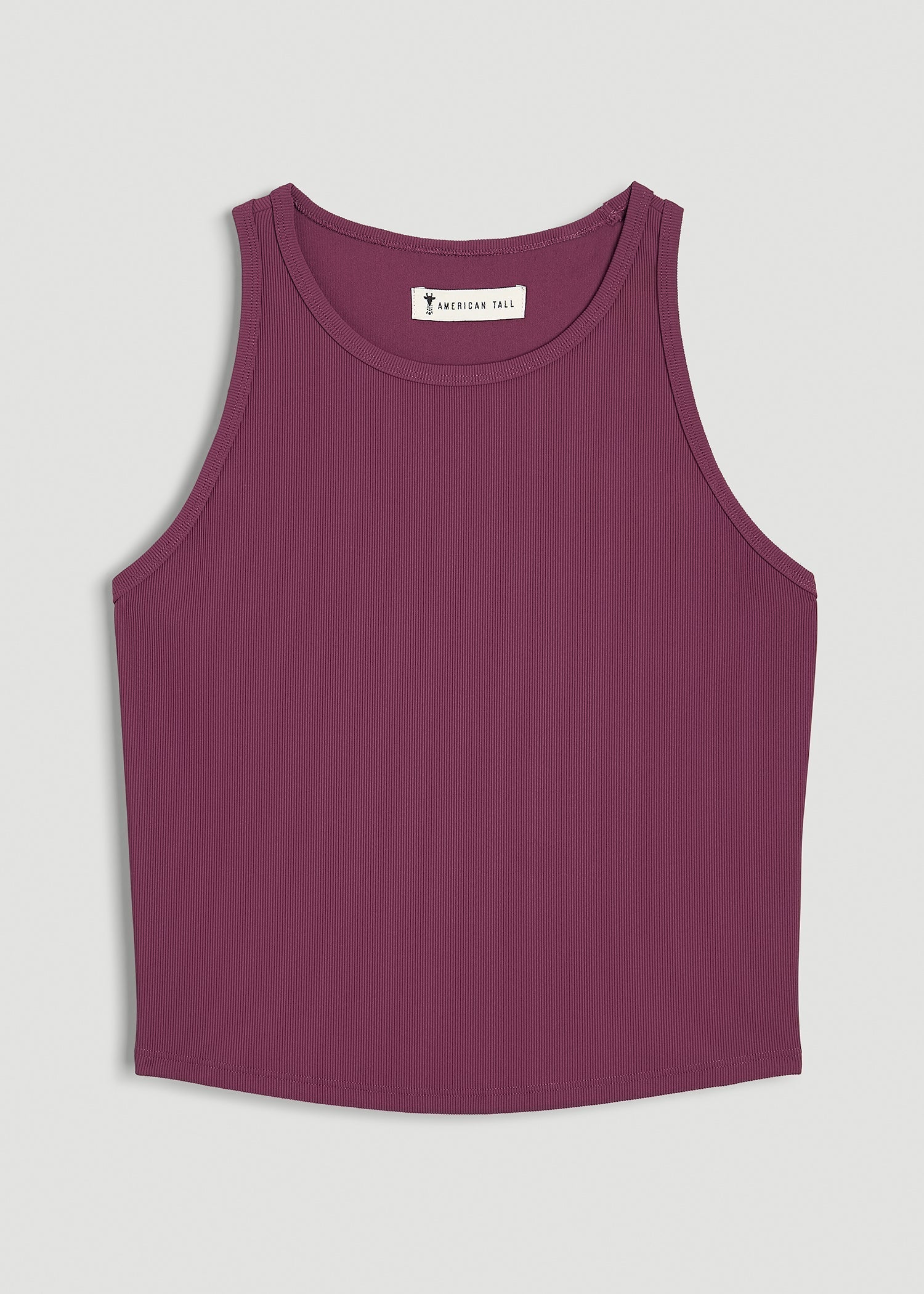 American Tall Discount | Cropped Ribbed Tank Top for Tall Women in Purple Gumdrop