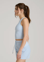 American Tall Sale | Cropped Ribbed Tank Top for Tall Women in Ice Blue