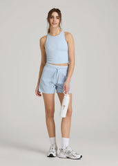 American Tall Sale | Cropped Ribbed Tank Top for Tall Women in Ice Blue