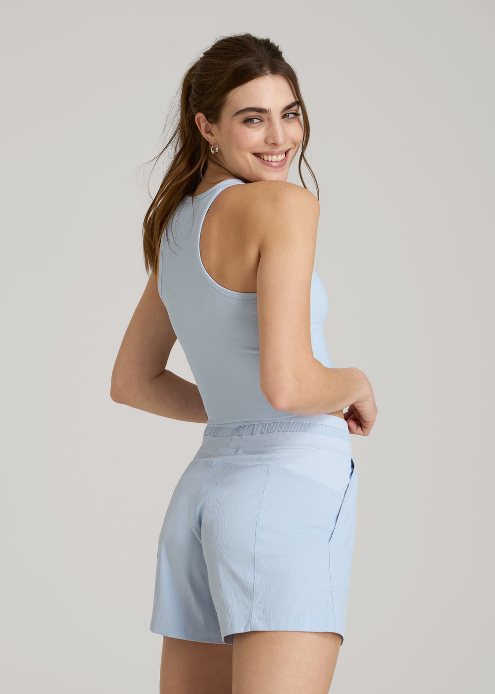American Tall Sale | Cropped Ribbed Tank Top for Tall Women in Ice Blue