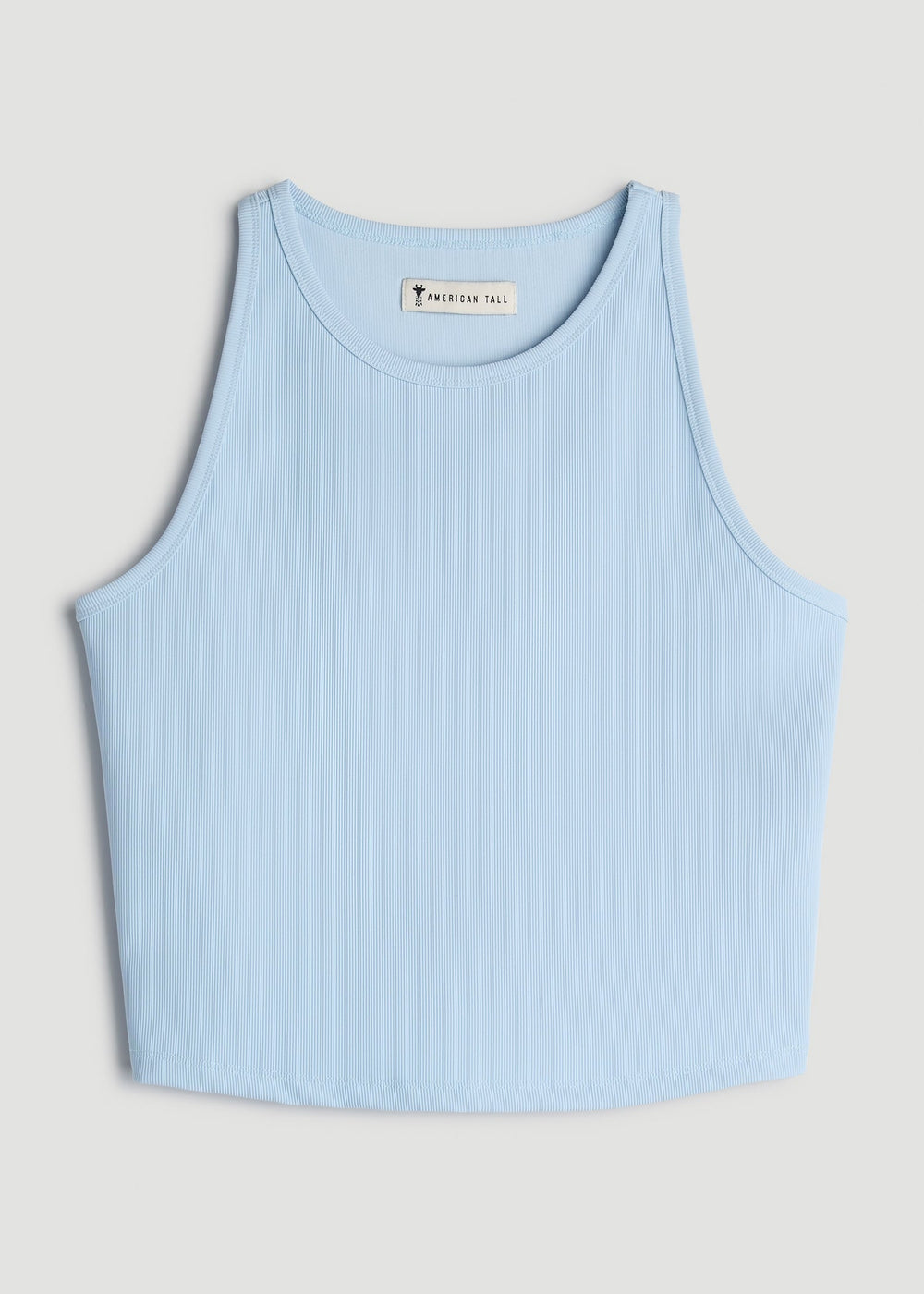 American Tall Sale | Cropped Ribbed Tank Top for Tall Women in Ice Blue