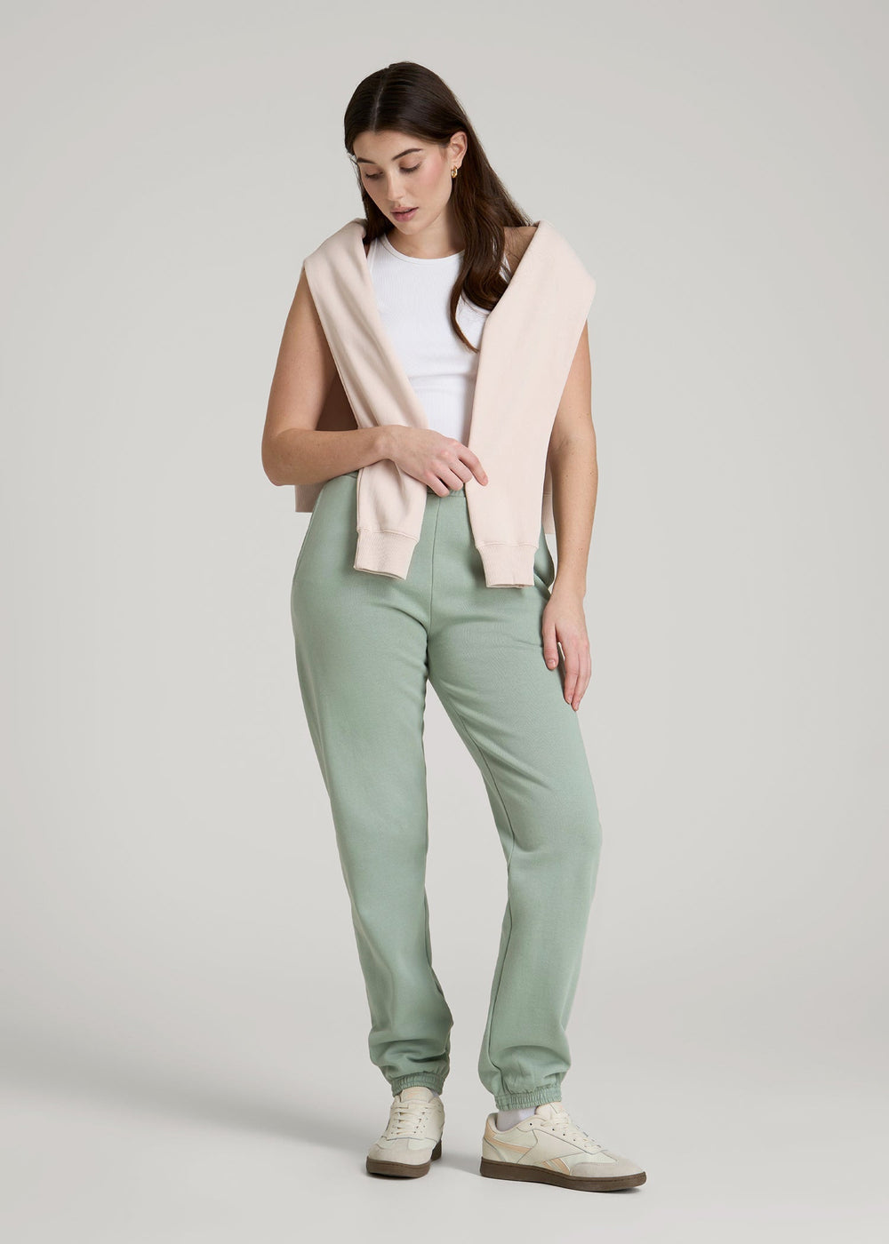 American Tall Online Shop | Wearever Fleece Relaxed Sweatpants for Tall Women in Seagrass