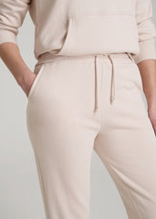 American Tall Discount | Wearever Fleece Slim Fit High-Waisted Garment Dye Sweatpants for Tall Women in Shell