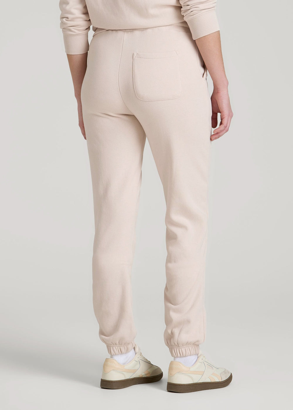 American Tall Discount | Wearever Fleece Slim Fit High-Waisted Garment Dye Sweatpants for Tall Women in Shell