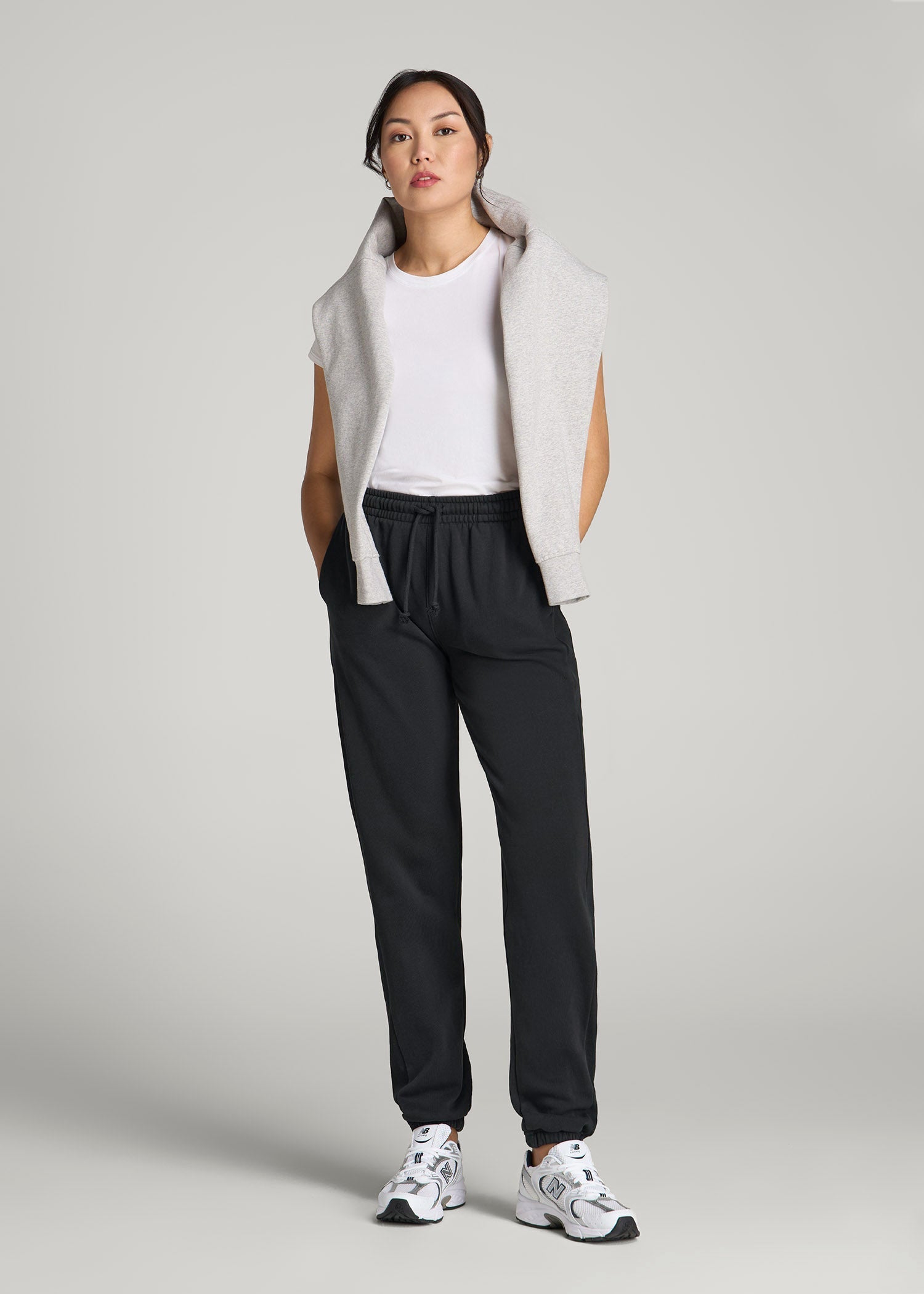 American Tall Sale | Wearever Fleece Regular Fit Sweatpants for Tall Women in Vintage Black