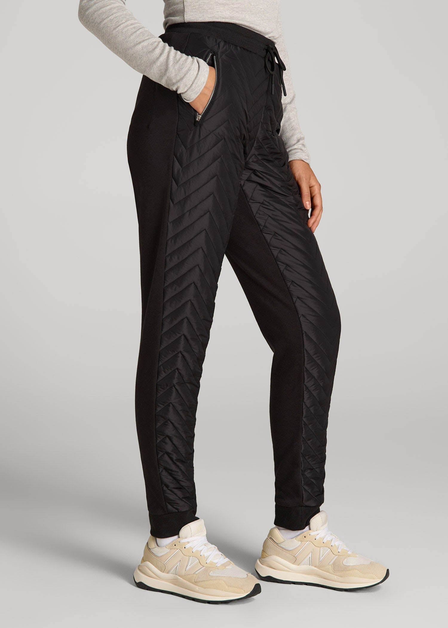 American Tall Outlet | Quilted Joggers for Tall Women in Black