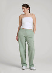 American Tall For Sale | Mid Rise Cargo Fleece Sweatpants for Tall Women in Seagrass