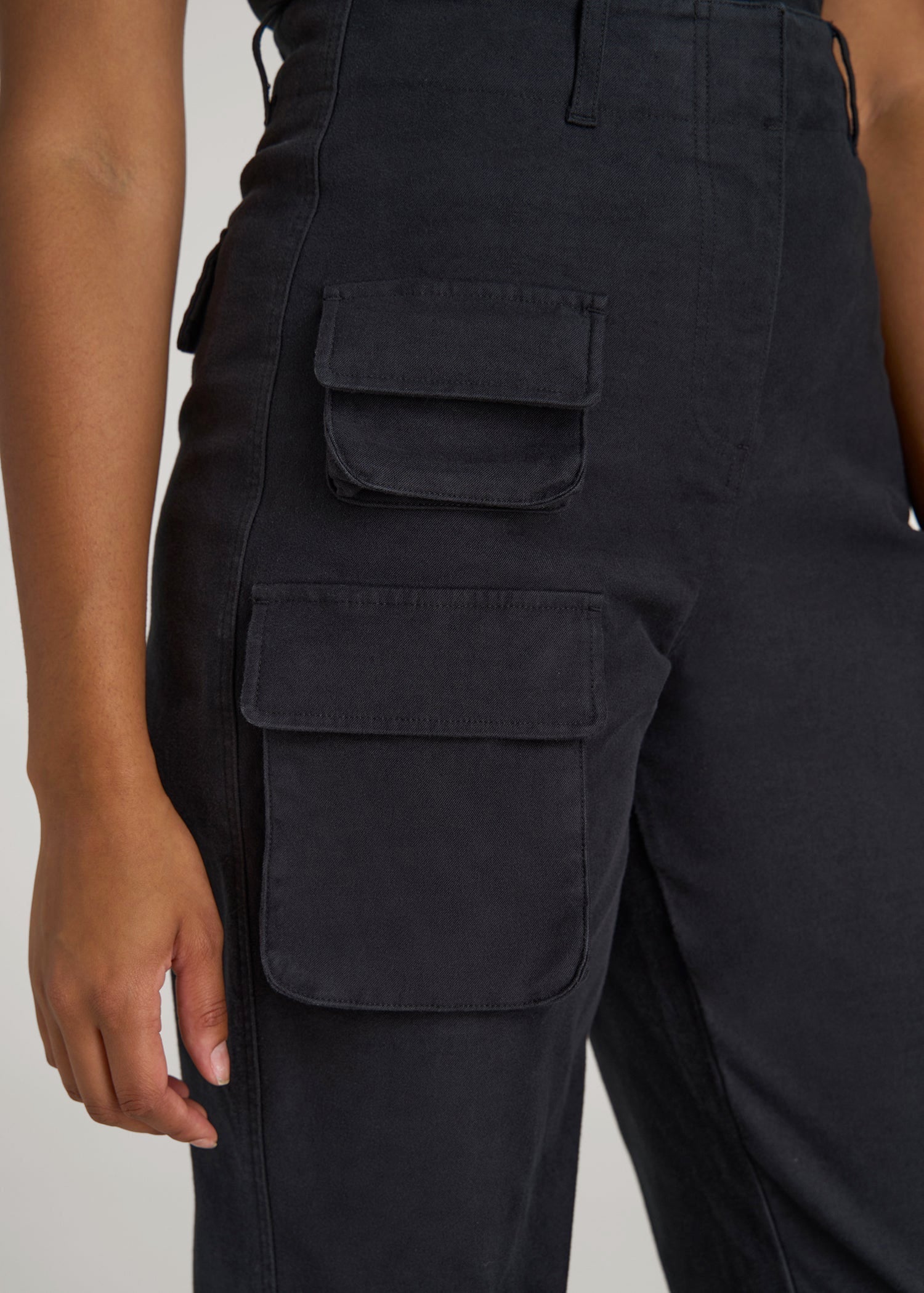 American Tall Online | High-Waist Flat Front Cargo Pants for Tall Women in Black