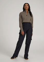 American Tall Online | High-Waist Flat Front Cargo Pants for Tall Women in Black
