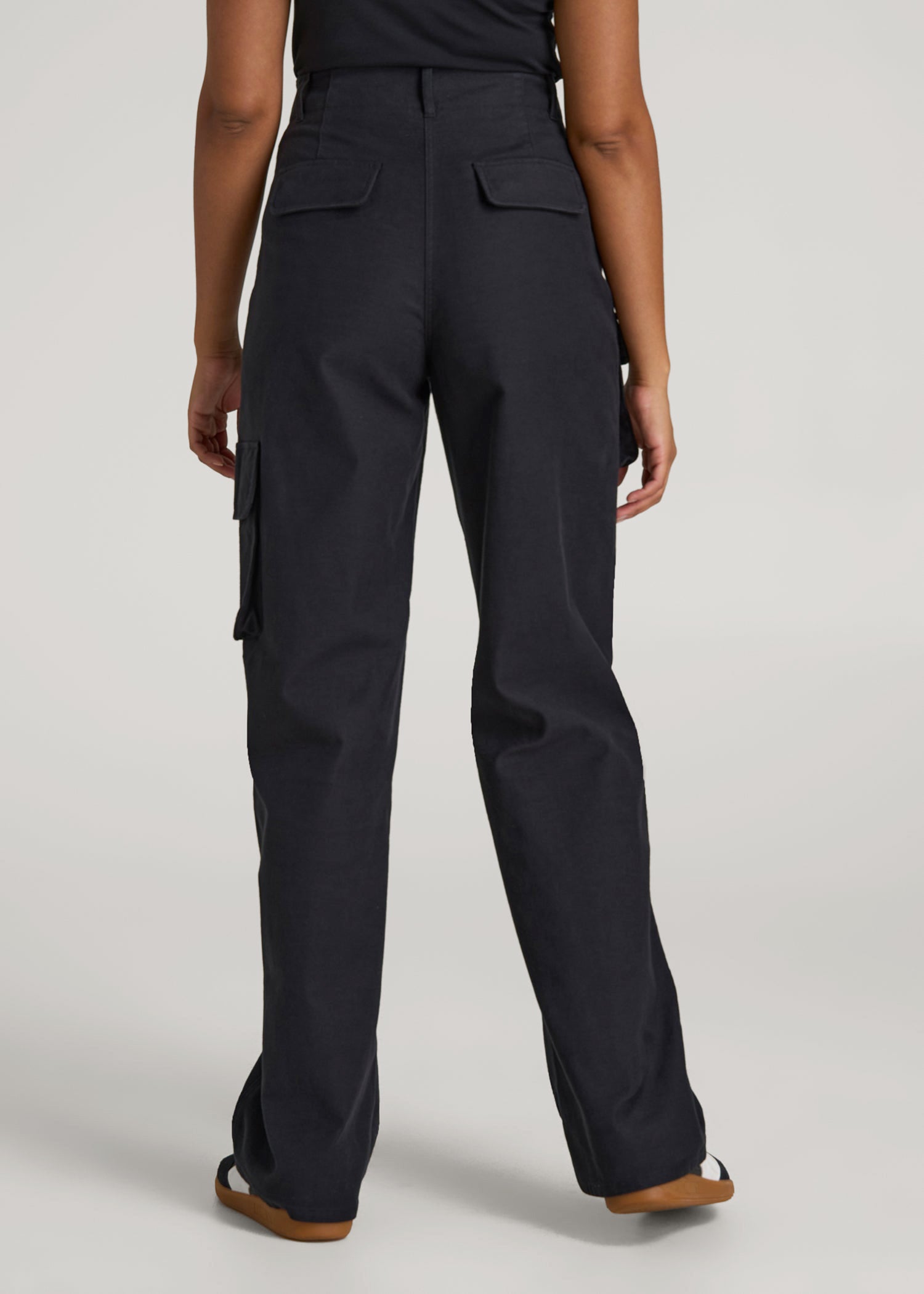 American Tall Online | High-Waist Flat Front Cargo Pants for Tall Women in Black