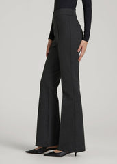 American Tall Sale | Soft Flex Ponte Pull On Flare Pants for Tall Women in Dark Charcoal Heather