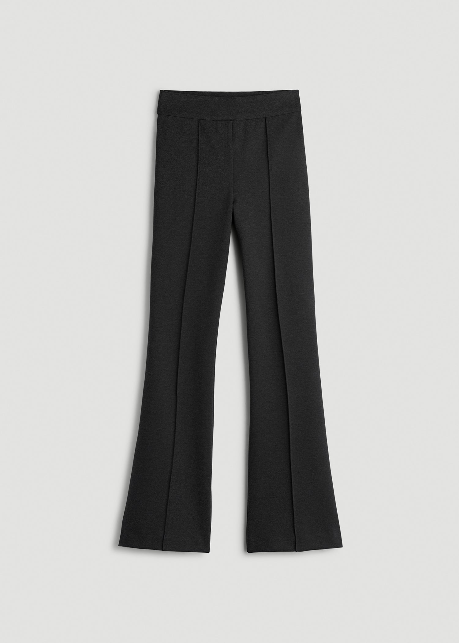 American Tall Sale | Soft Flex Ponte Pull On Flare Pants for Tall Women in Dark Charcoal Heather