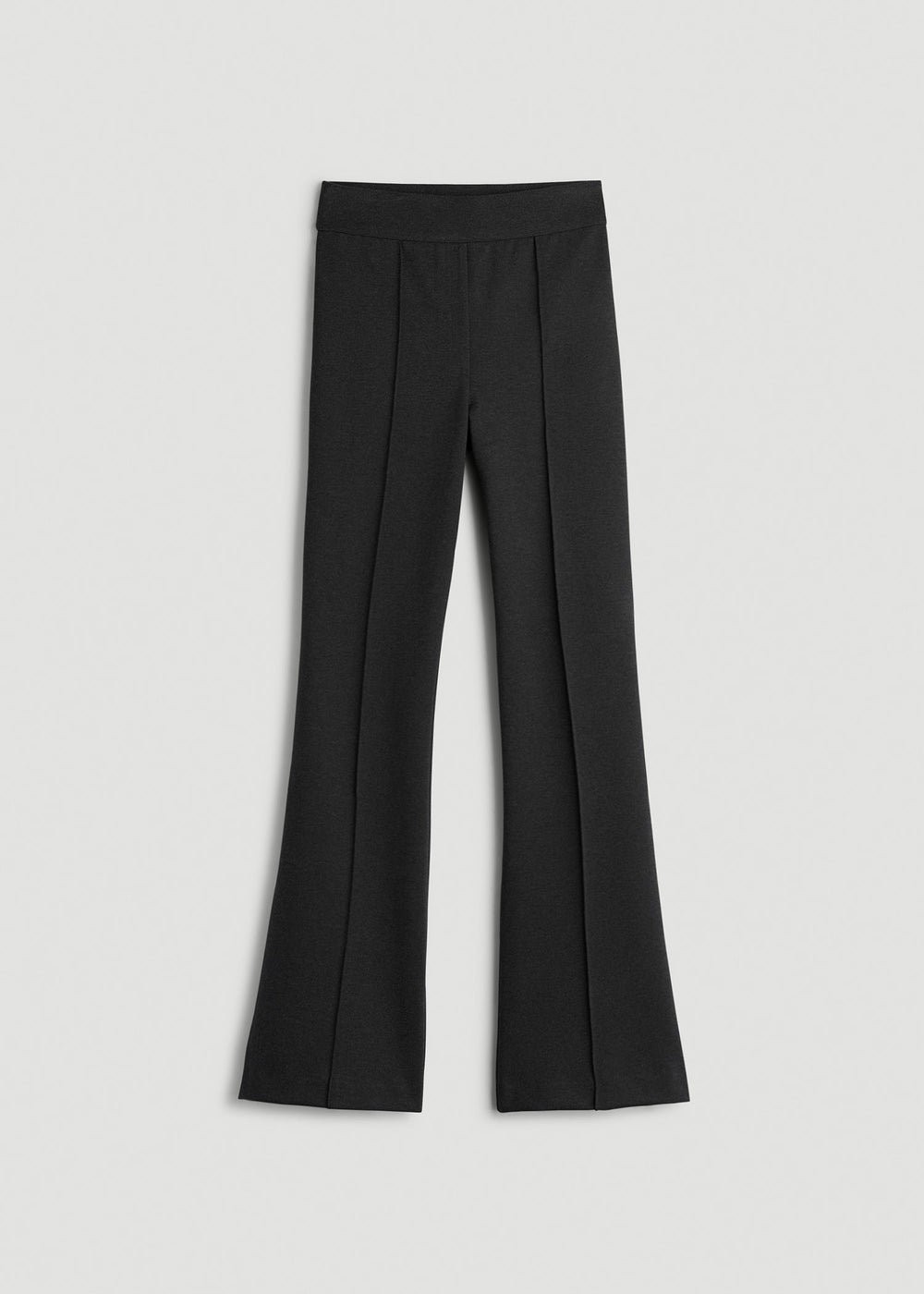American Tall Sale | Soft Flex Ponte Pull On Flare Pants for Tall Women in Dark Charcoal Heather