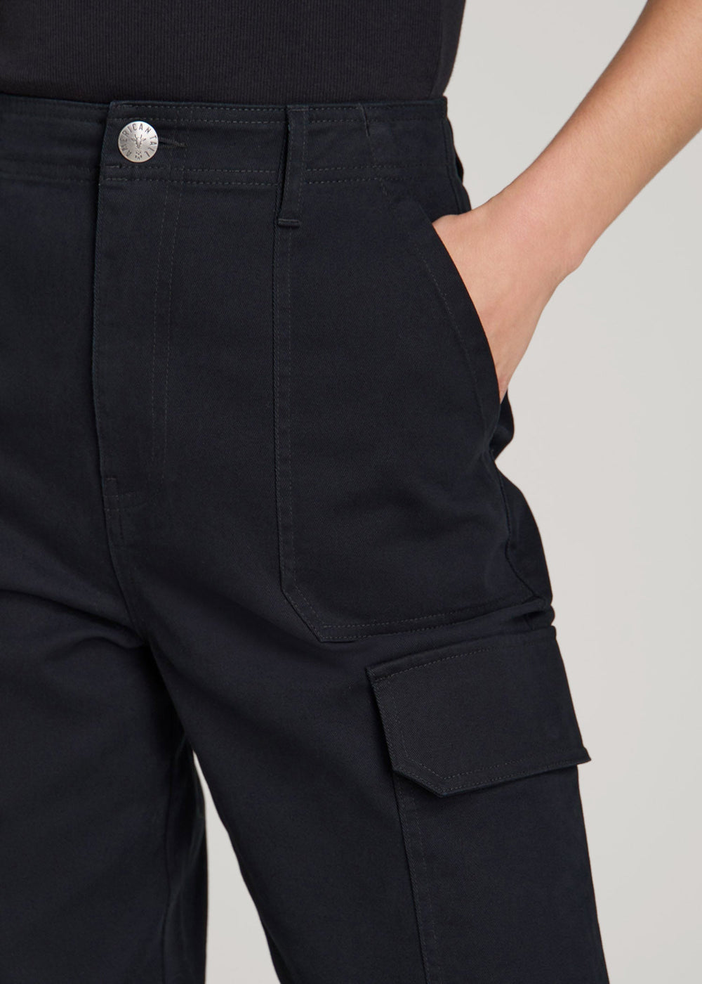 American Tall Discount | Straight Leg Cargo Chino Pants for Tall Women in Black