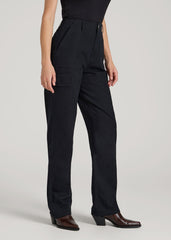 American Tall Discount | Straight Leg Cargo Chino Pants for Tall Women in Black