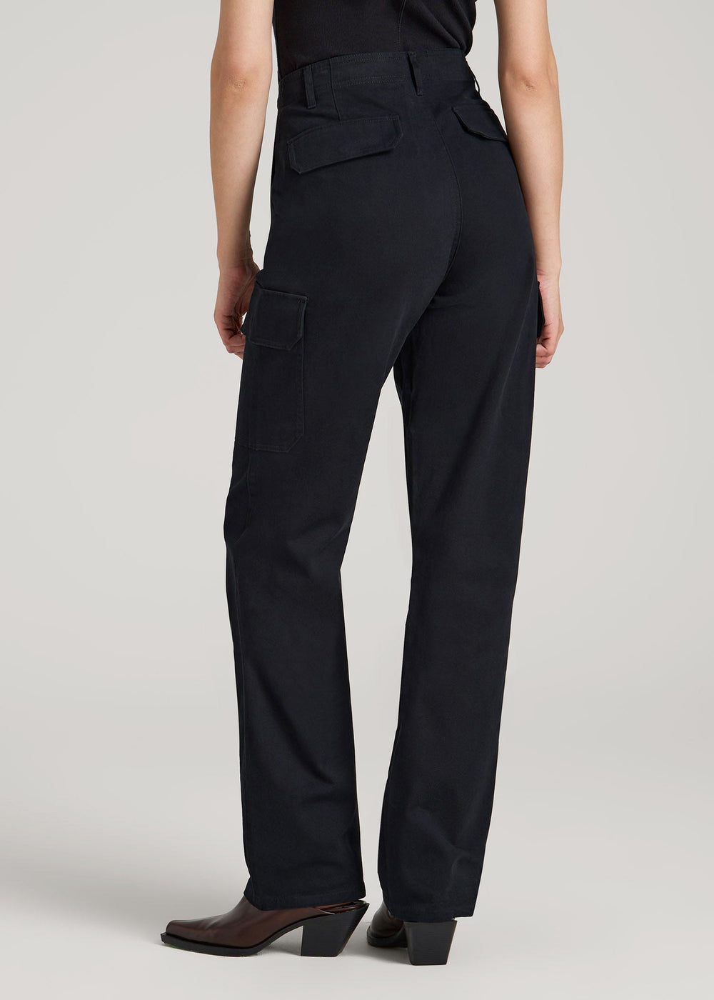 American Tall Discount | Straight Leg Cargo Chino Pants for Tall Women in Black