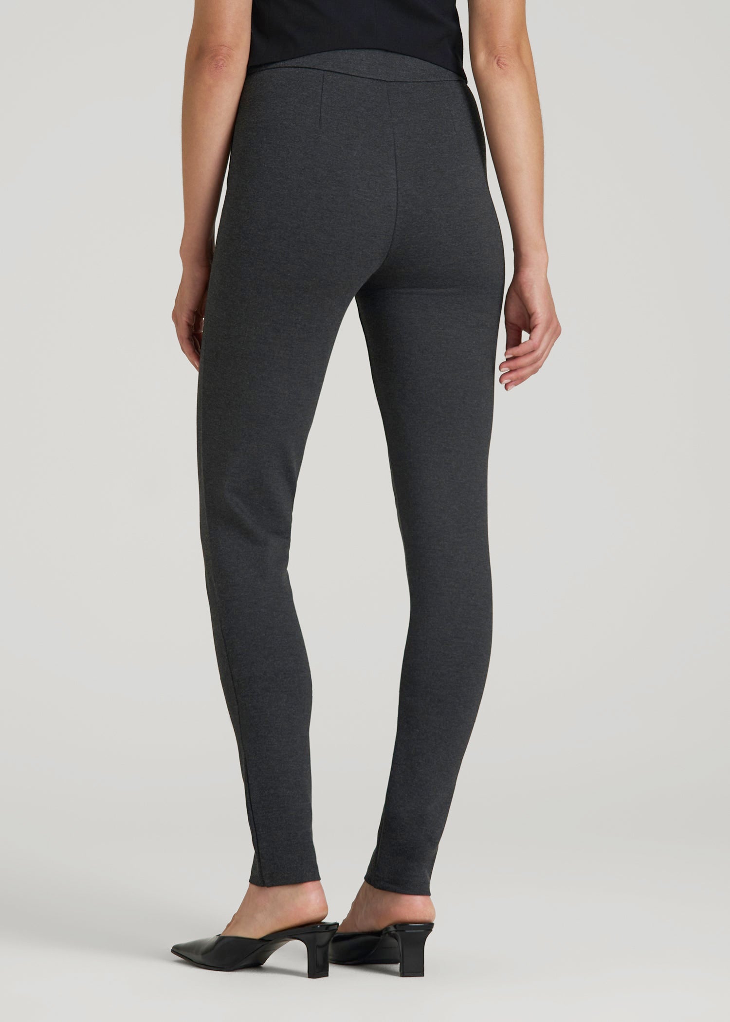 American Tall Outlet | Soft Flex Ponte Skinny High Rise Pant for Tall Women in Dark Charcoal Heather
