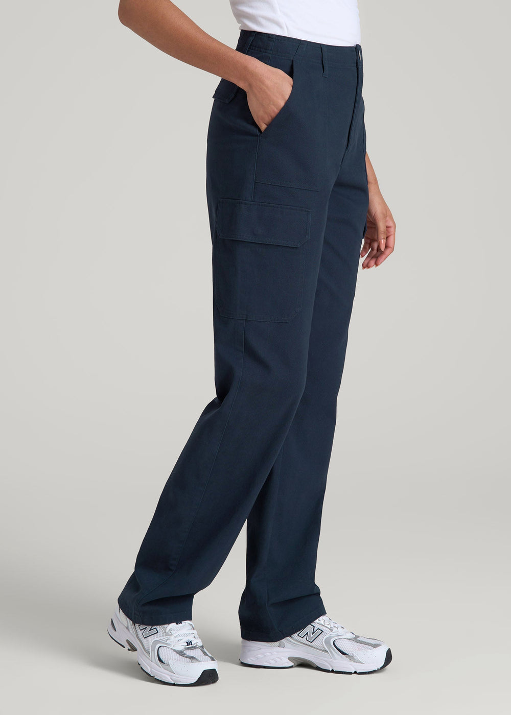 American Tall For Sale | Straight Leg Cargo Chino Pants for Tall Women in Navy