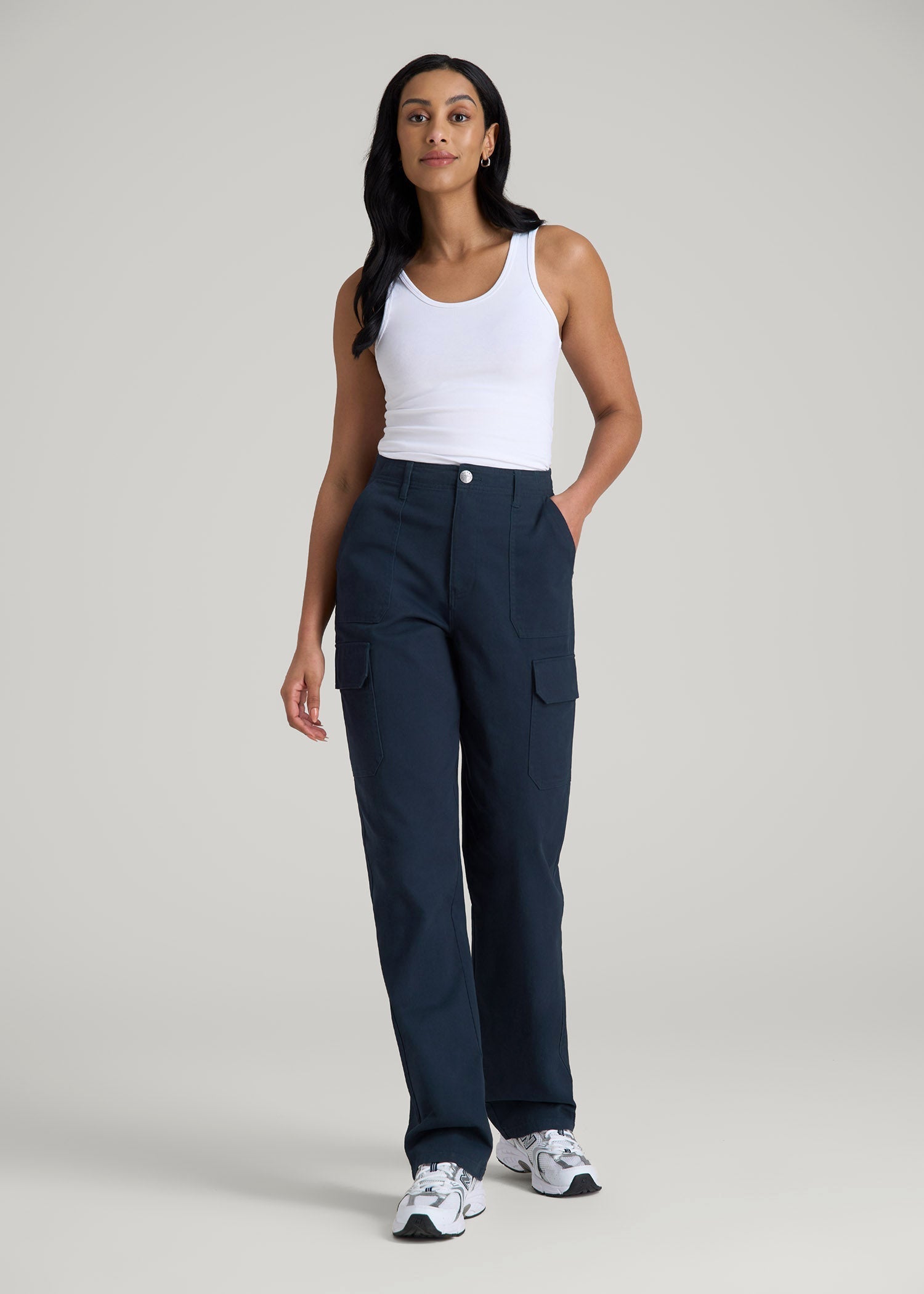 American Tall For Sale | Straight Leg Cargo Chino Pants for Tall Women in Navy