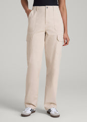 American Tall Online Shop | Straight Leg Cargo Chino Pants for Tall Women in Soft Beige